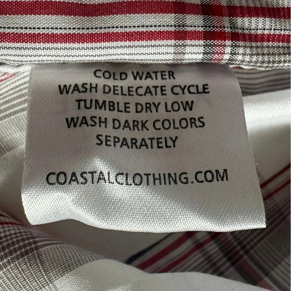 Coastal Men’s western style plaid SS shirt with pearl snap buttons.  Size 2XL - Picture 9 of 9